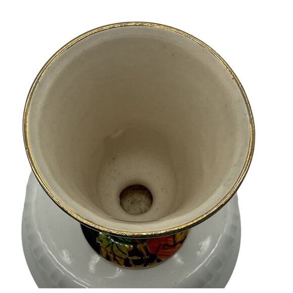 Vtg H. Bequet Quaregnon Belgium Hand-Painted Floral Vase With Gold Accents 7" - Picture 4 of 5